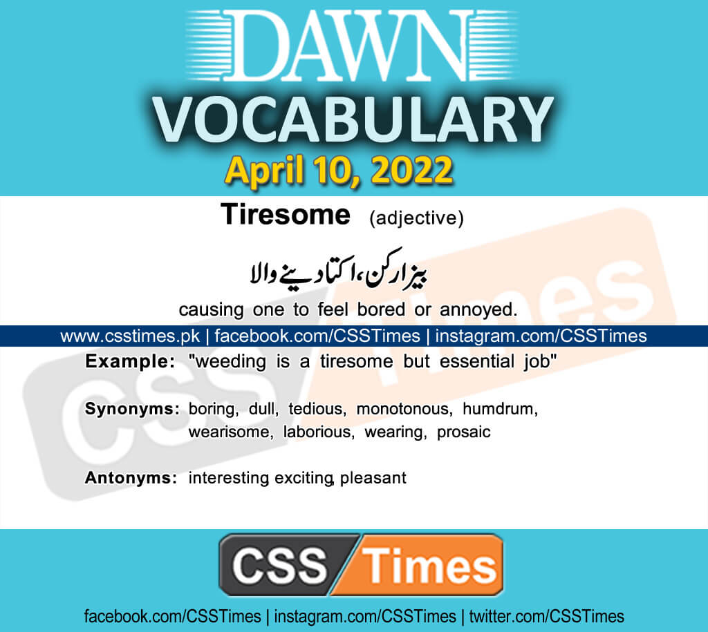 Daily DAWN News Vocabulary with Urdu Meaning (10 April 2022)