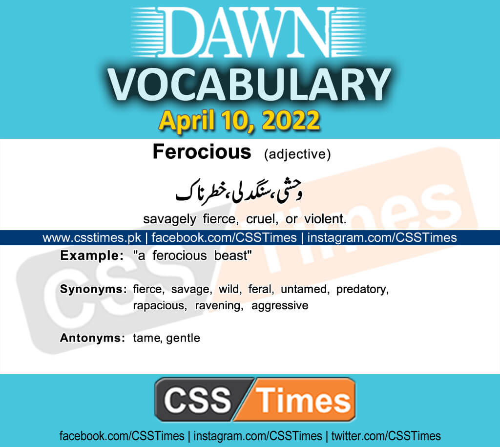 Daily DAWN News Vocabulary with Urdu Meaning (10 April 2022)