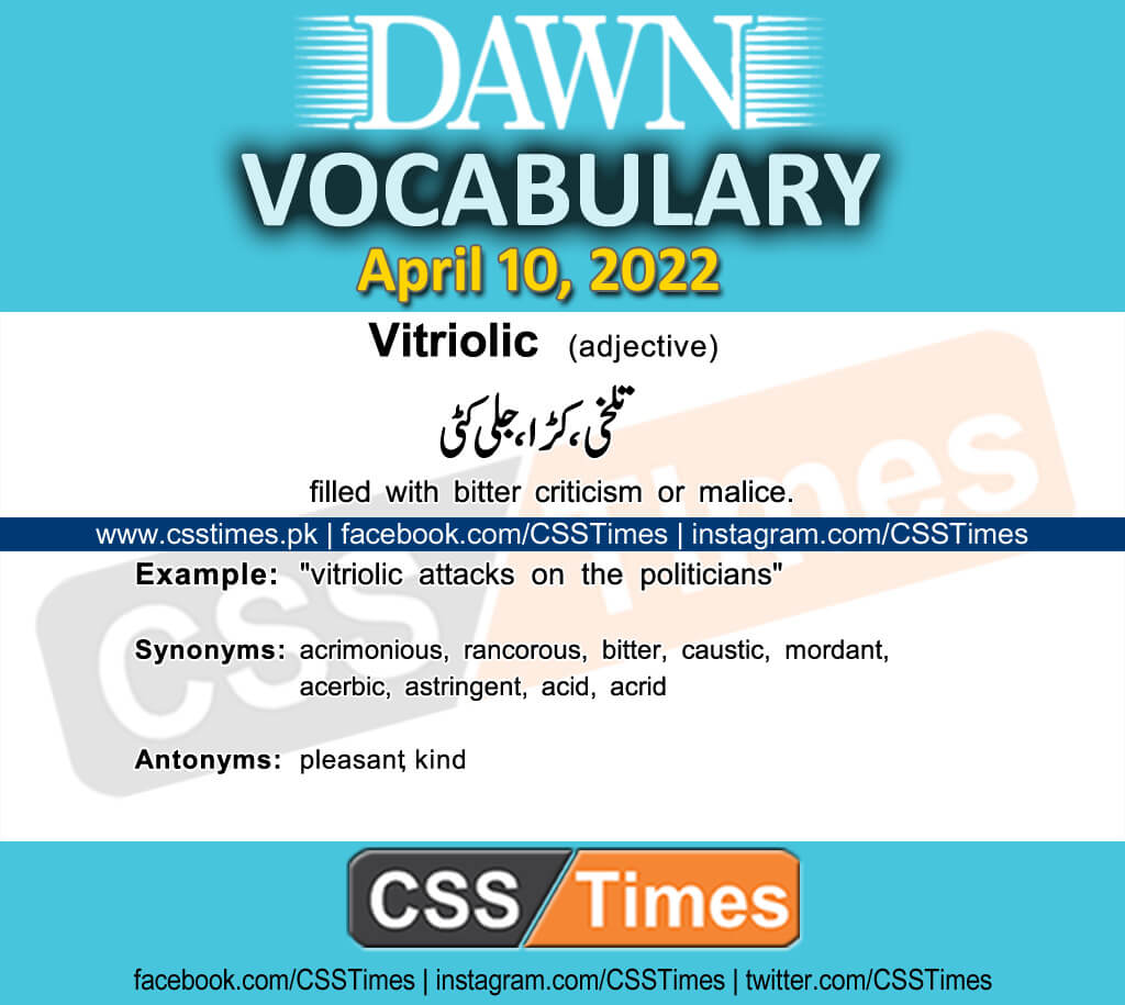 Daily DAWN News Vocabulary with Urdu Meaning (10 April 2022)