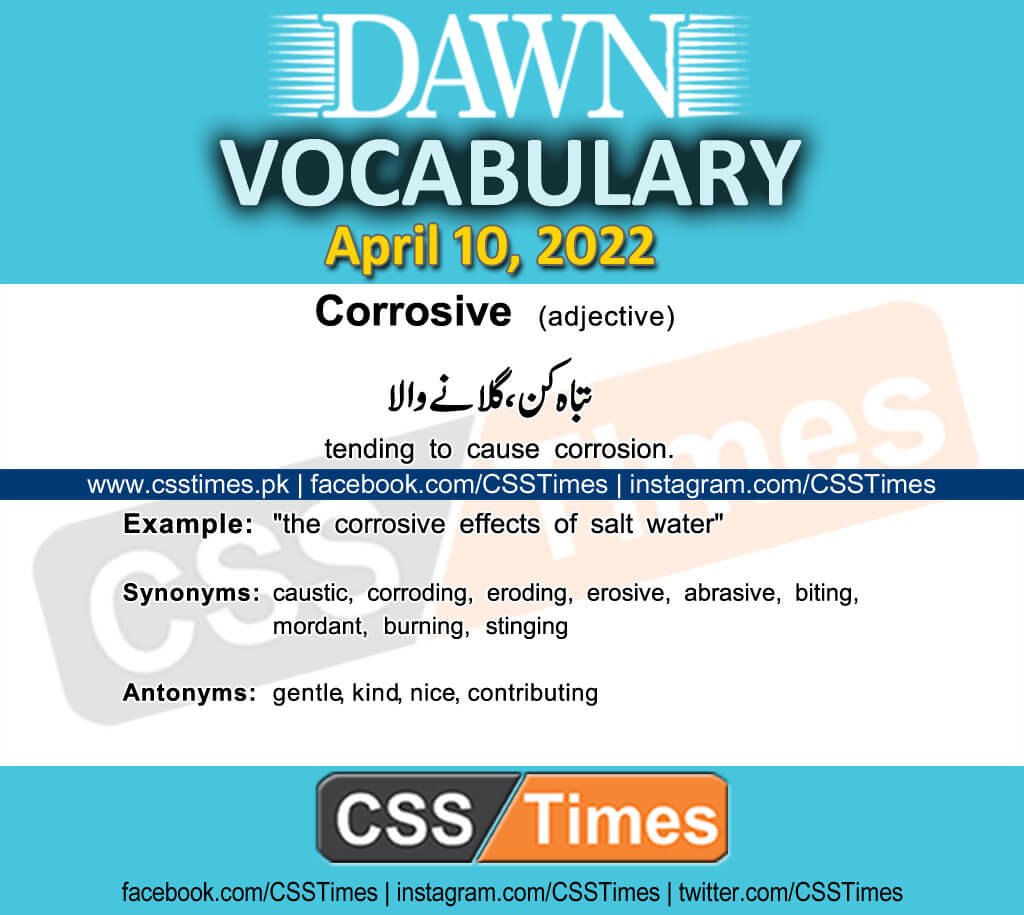 Daily DAWN News Vocabulary with Urdu Meaning (10 April 2022)