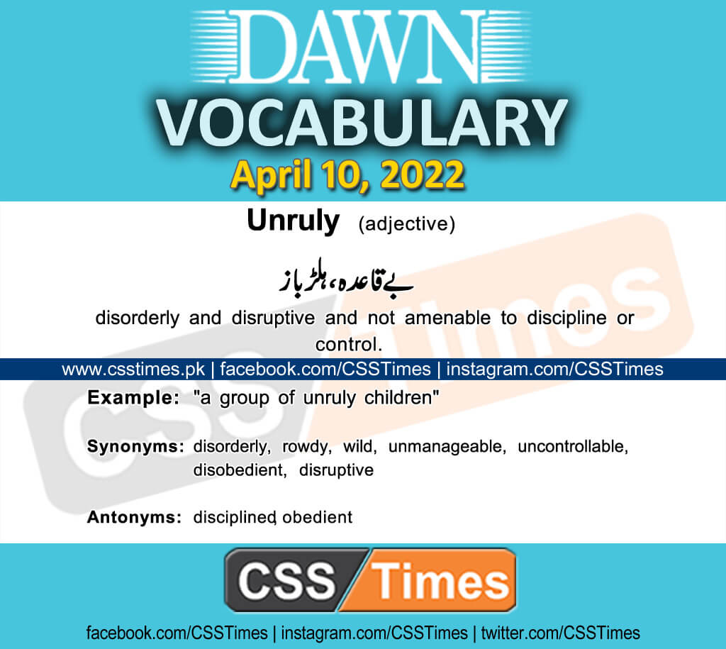 Daily DAWN News Vocabulary with Urdu Meaning (10 April 2022)