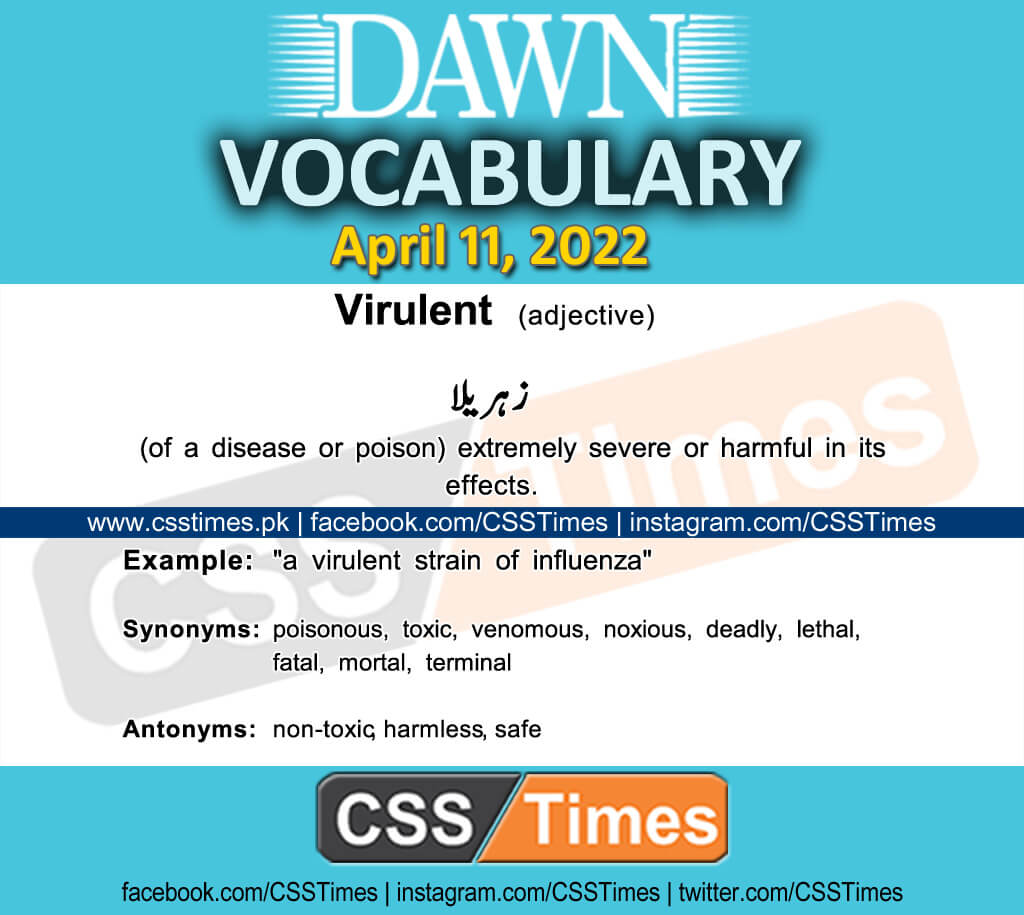 Daily DAWN News Vocabulary with Urdu Meaning (11 April 2022)
