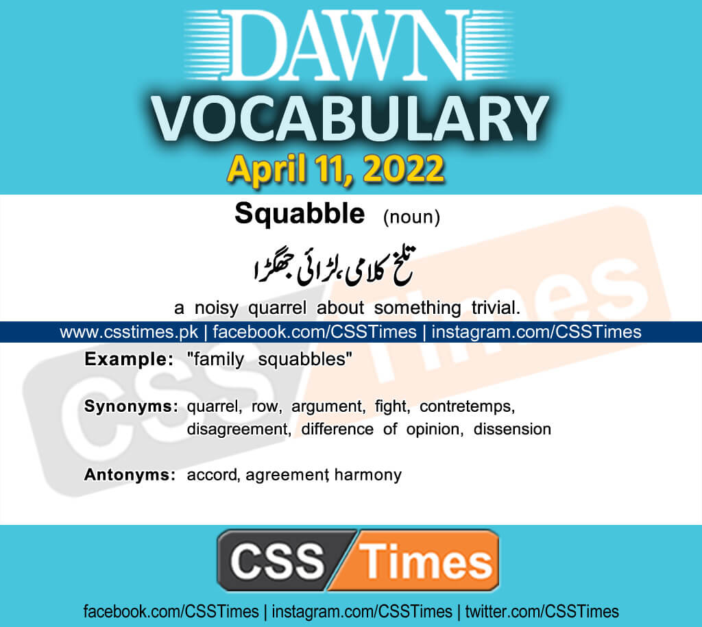 Daily DAWN News Vocabulary with Urdu Meaning (11 April 2022)