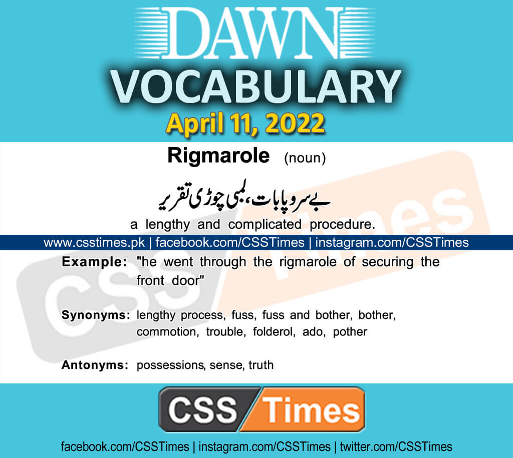 Daily DAWN News Vocabulary with Urdu Meaning (11 April 2022)