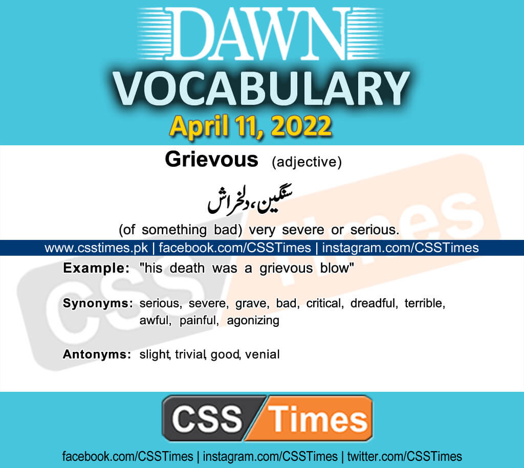 Daily DAWN News Vocabulary with Urdu Meaning (11 April 2022)