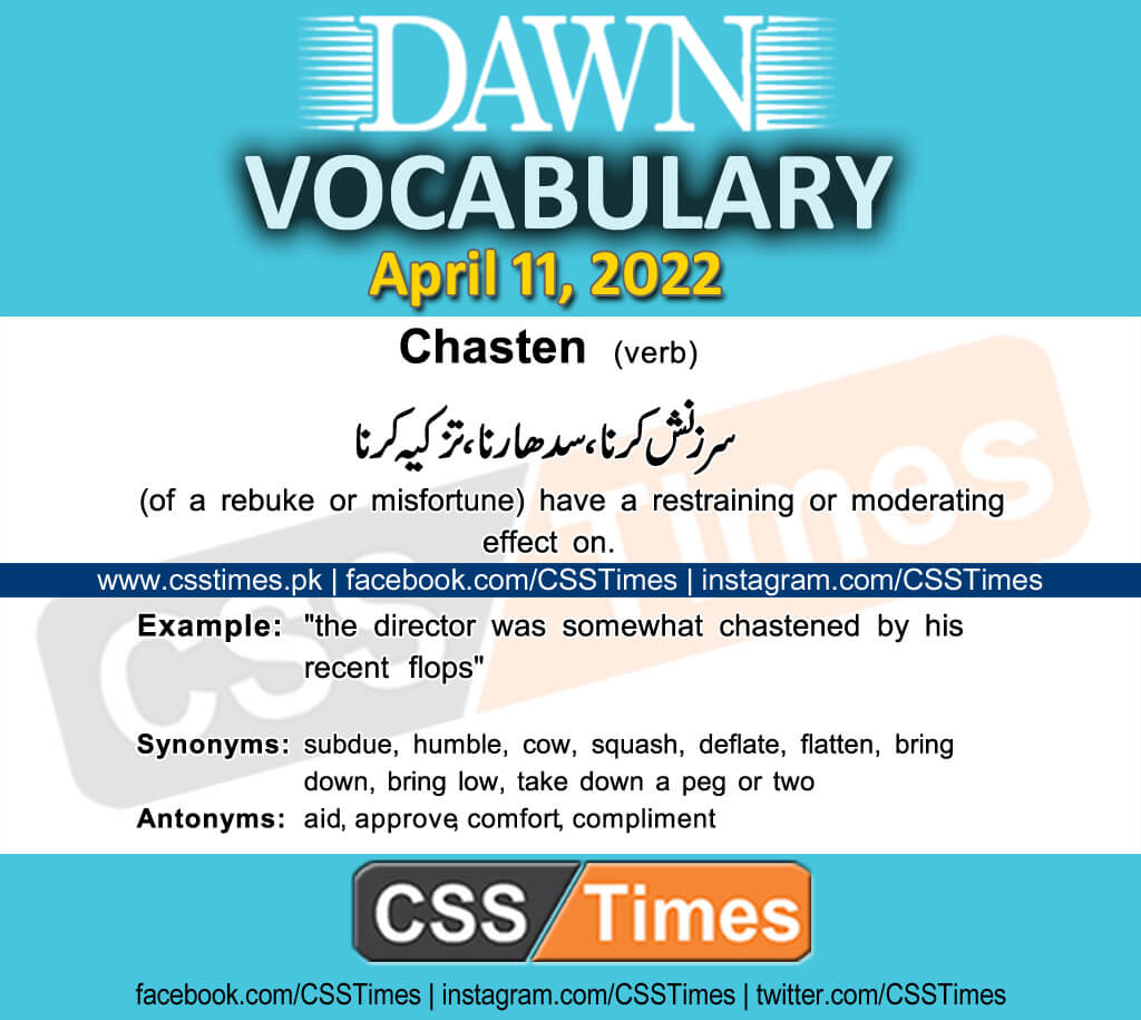 Daily DAWN News Vocabulary with Urdu Meaning (11 April 2022)