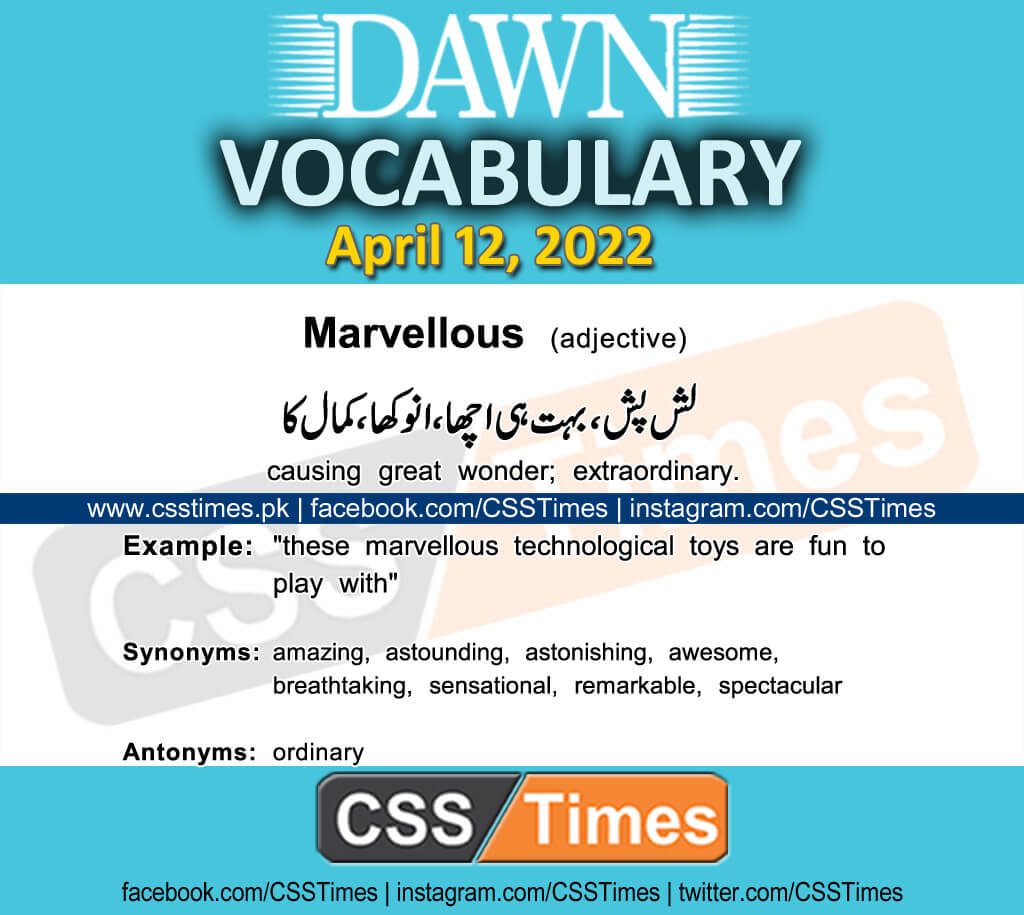 Daily DAWN News Vocabulary with Urdu Meaning (12 April 2022)