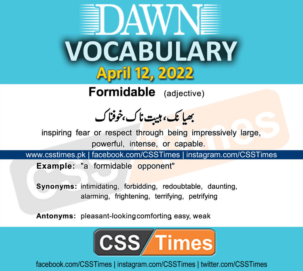 Daily DAWN News Vocabulary with Urdu Meaning (12 April 2022)