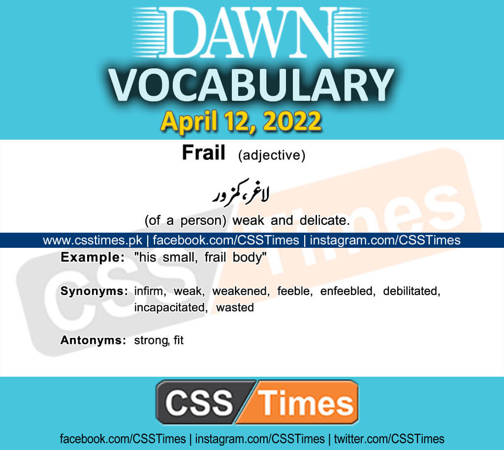 Daily DAWN News Vocabulary with Urdu Meaning (12 April 2022)