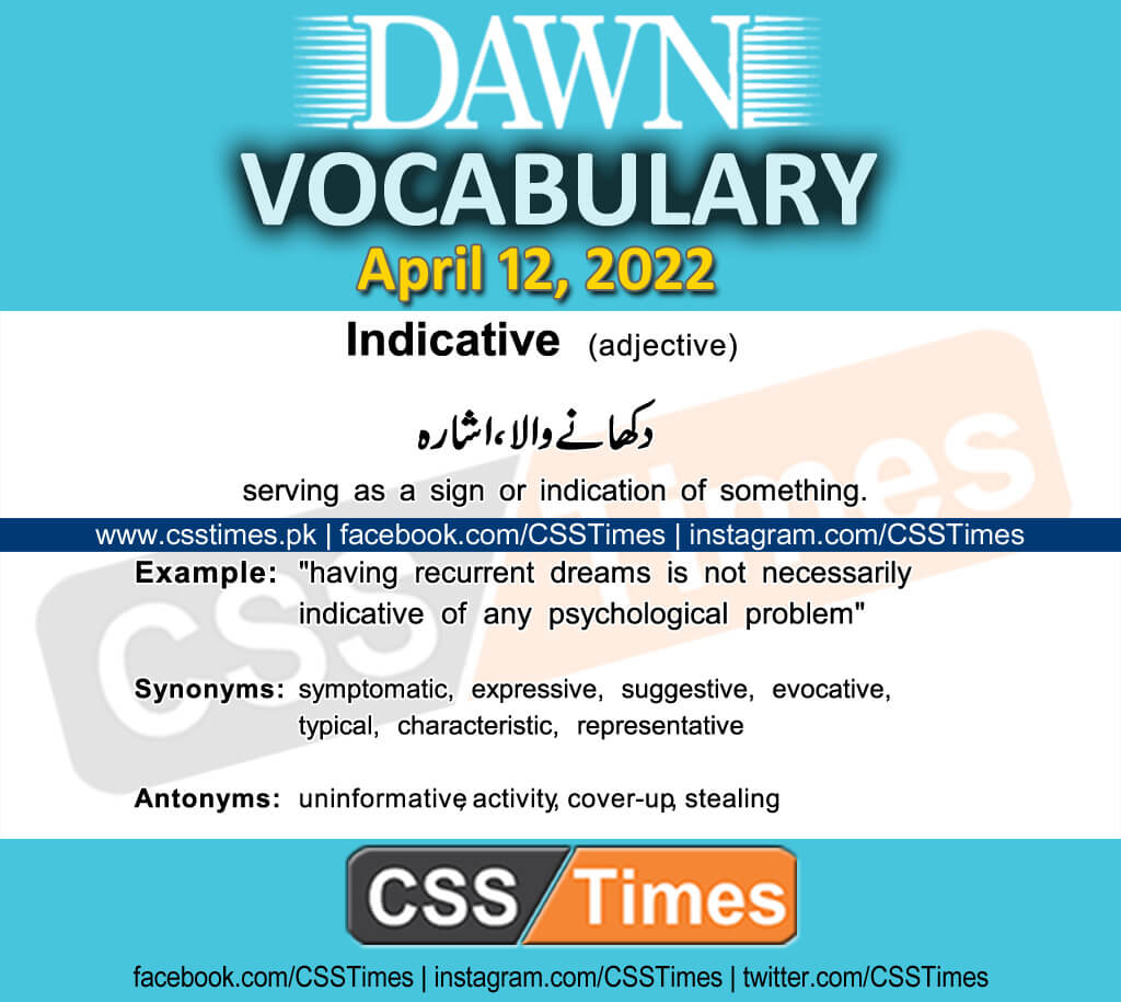 Daily DAWN News Vocabulary with Urdu Meaning (12 April 2022)