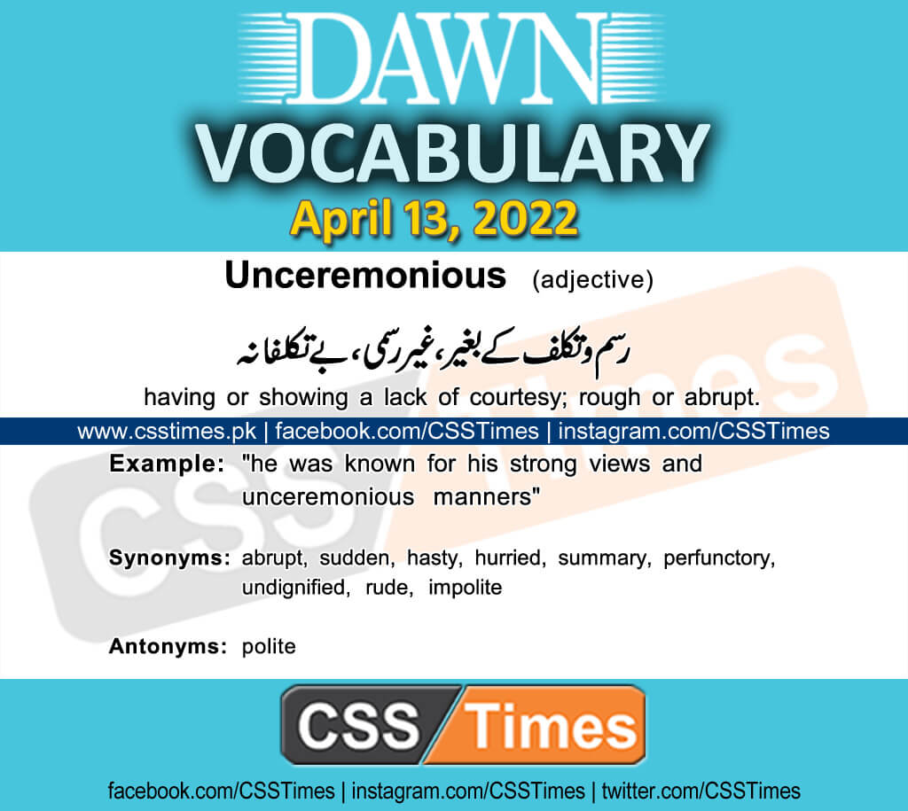 Daily DAWN News Vocabulary with Urdu Meaning (13 April 2022)