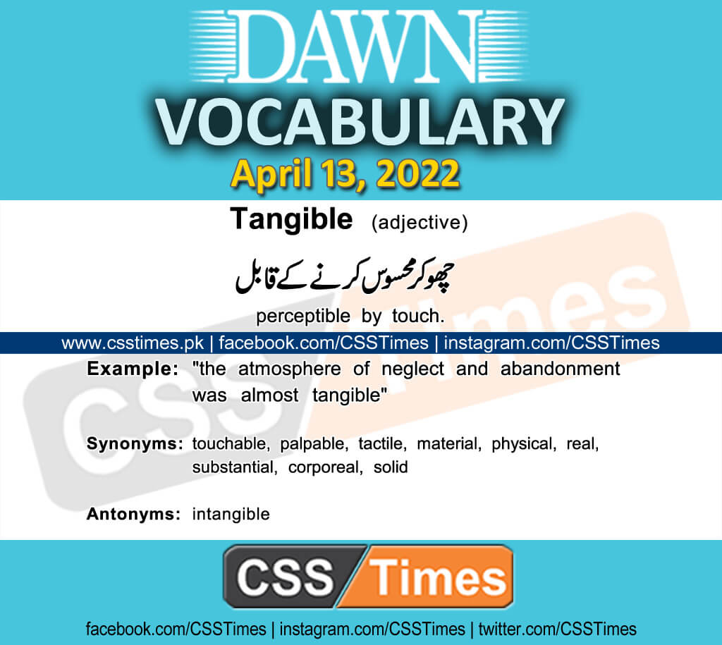 Daily DAWN News Vocabulary with Urdu Meaning (13 April 2022)