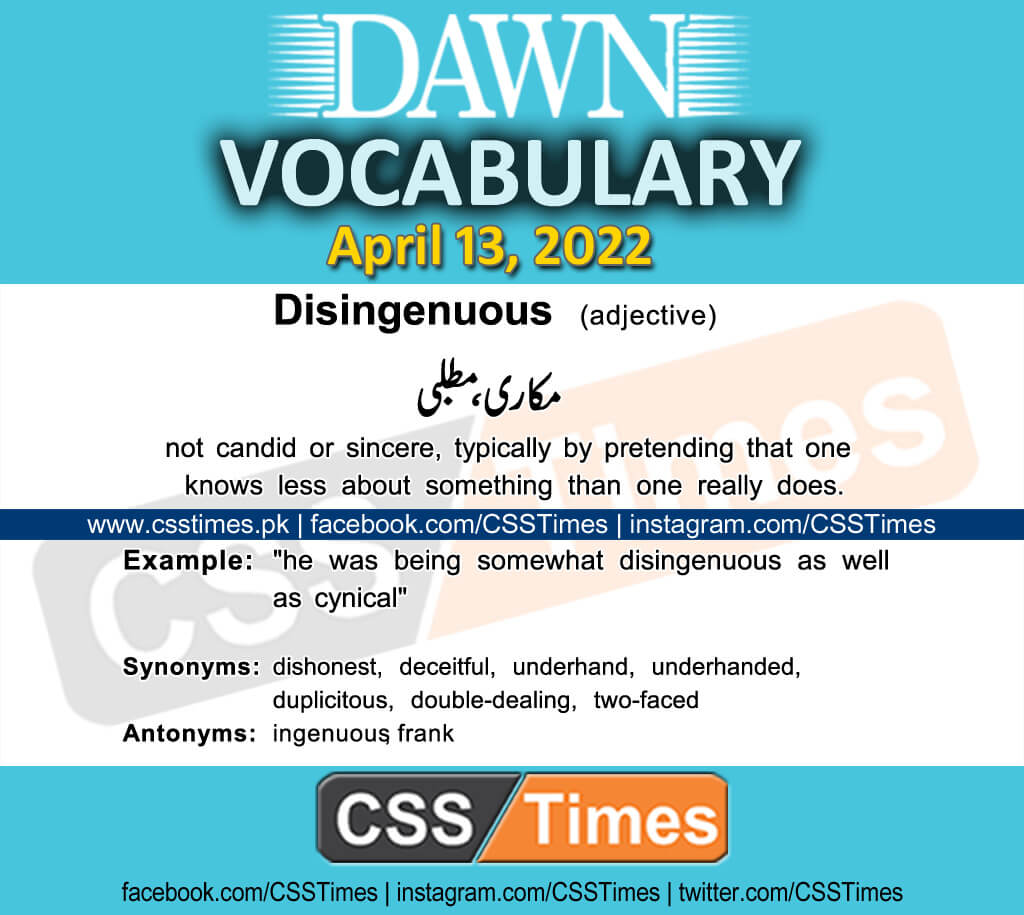 Daily DAWN News Vocabulary with Urdu Meaning (13 April 2022)