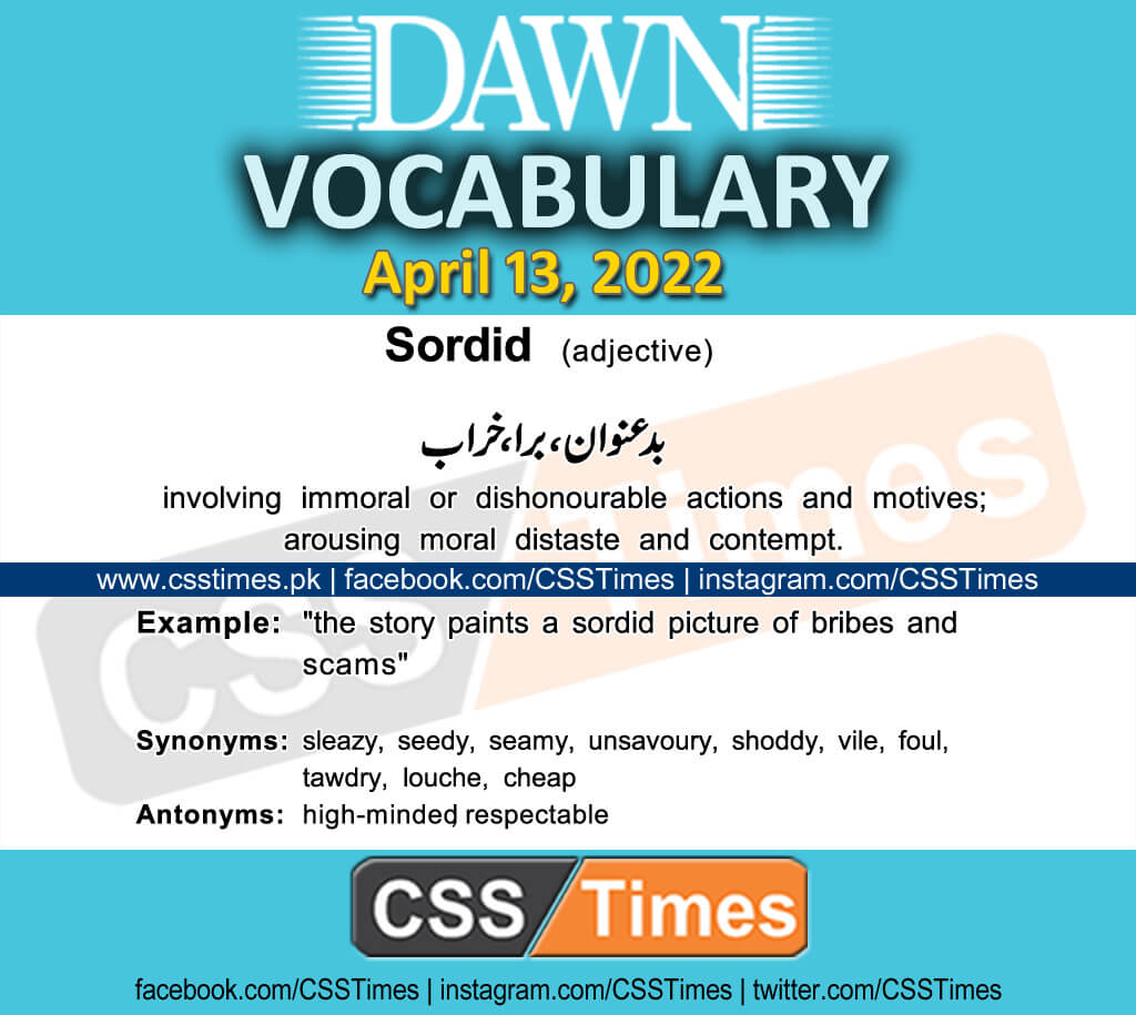Daily DAWN News Vocabulary with Urdu Meaning (13 April 2022)