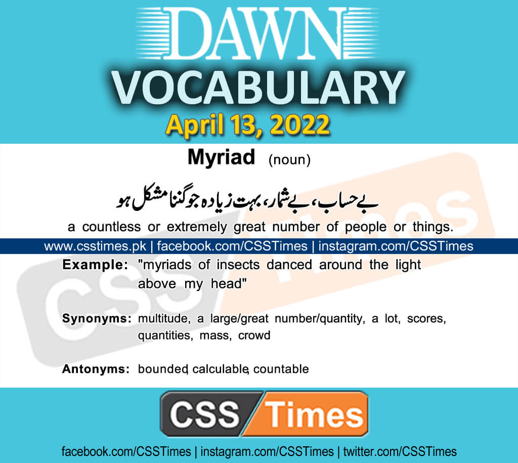 Daily DAWN News Vocabulary with Urdu Meaning (13 April 2022)