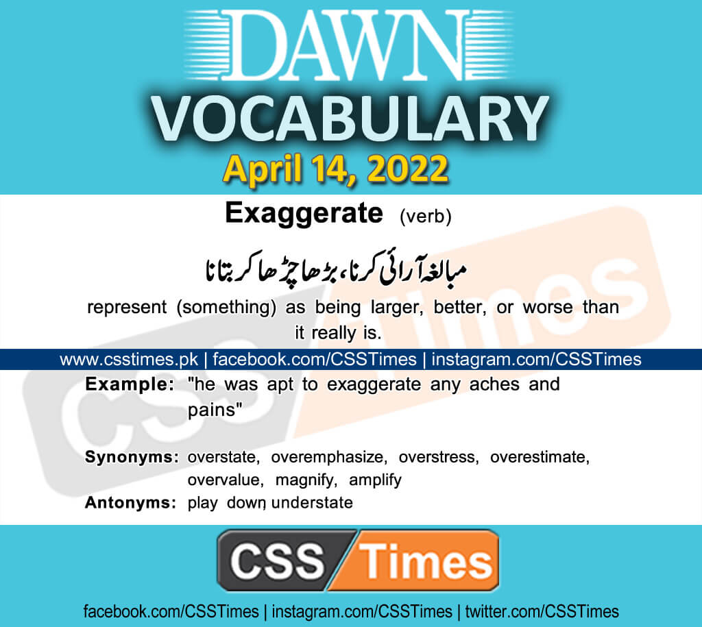 Daily DAWN News Vocabulary with Urdu Meaning (14 April 2022)