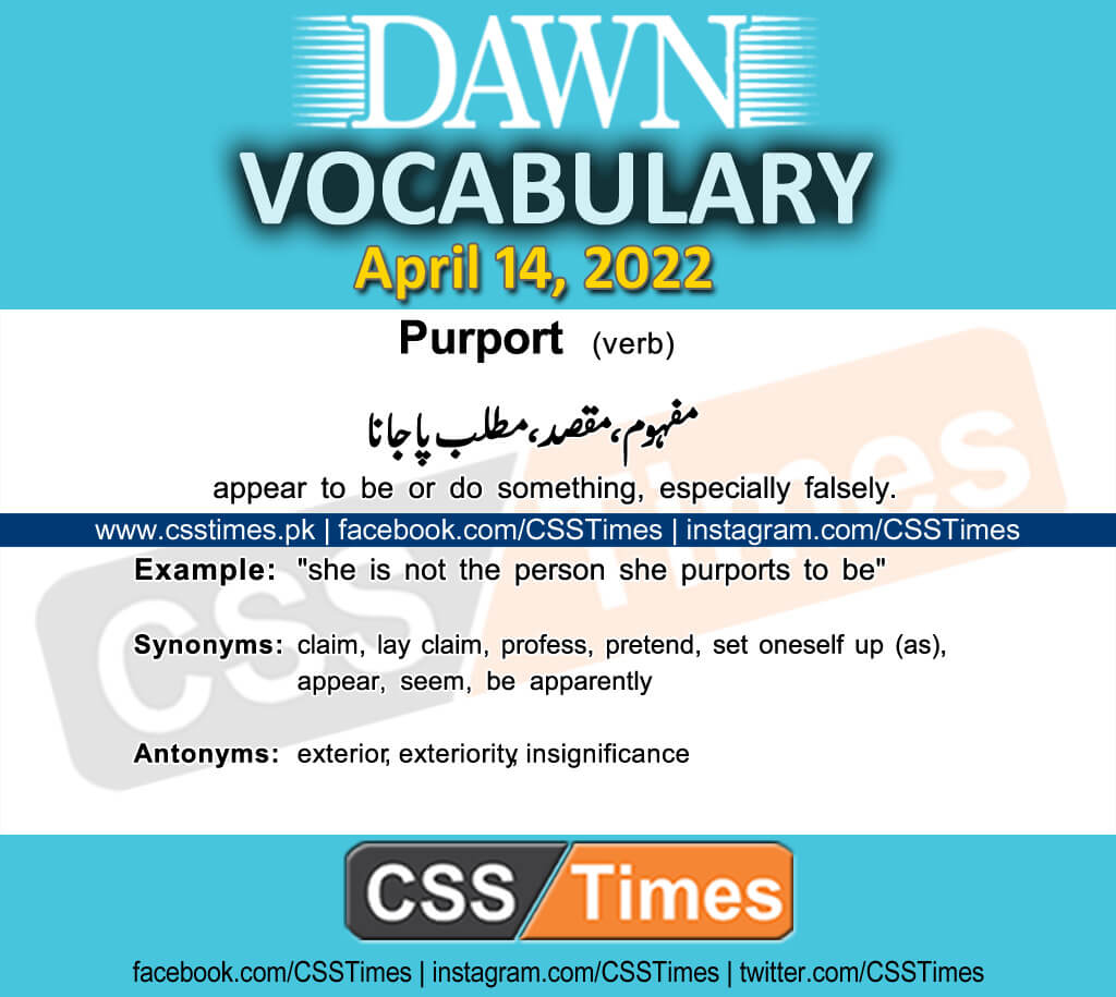 Daily DAWN News Vocabulary with Urdu Meaning (14 April 2022)