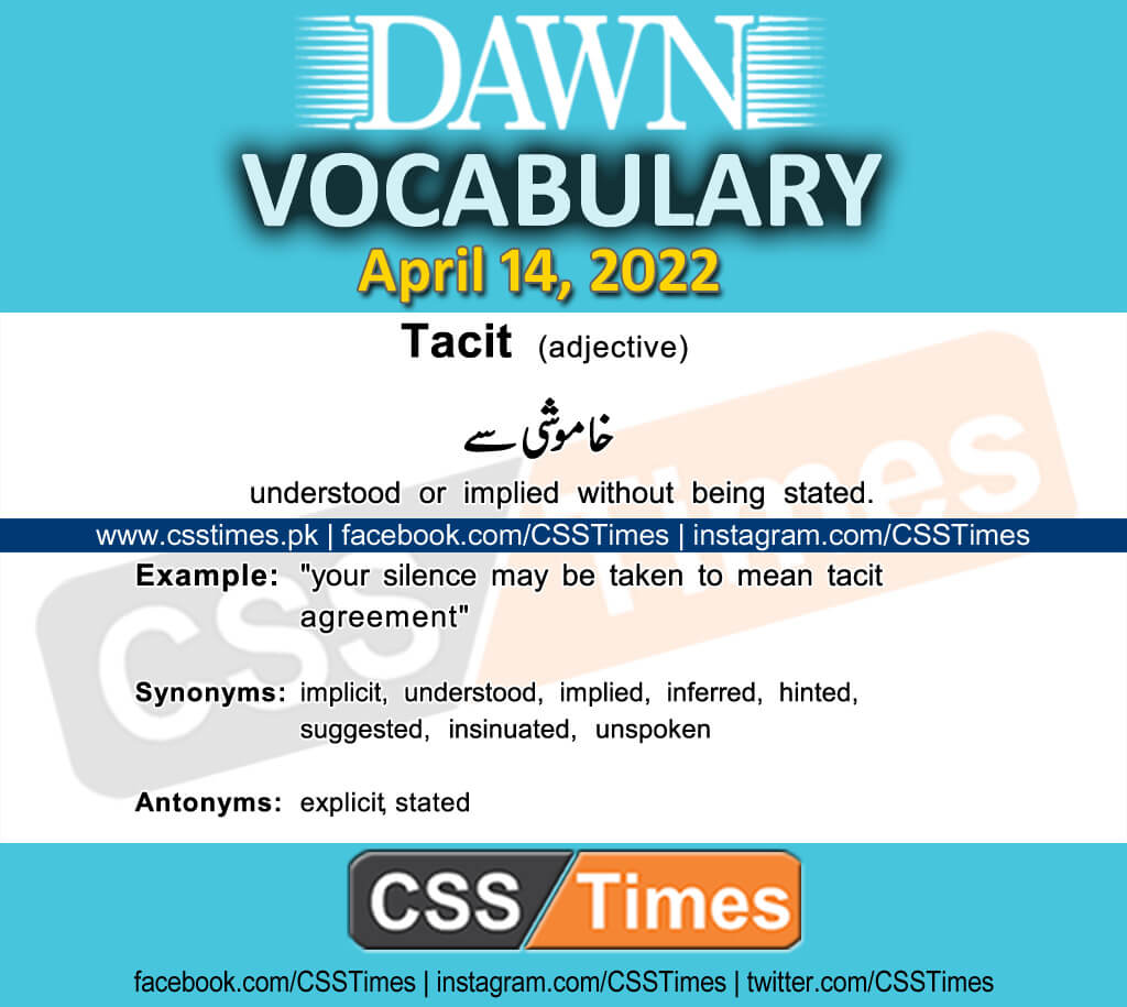 Daily DAWN News Vocabulary with Urdu Meaning (14 April 2022)