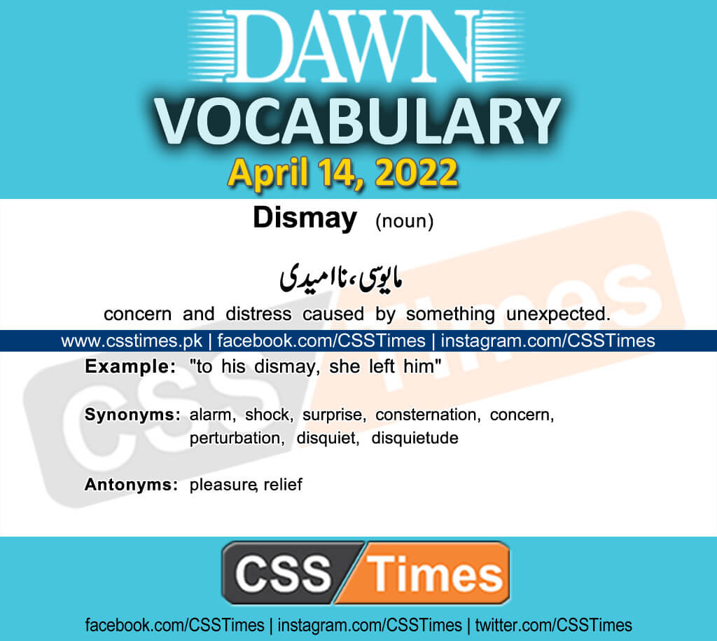 Daily DAWN News Vocabulary with Urdu Meaning (14 April 2022)