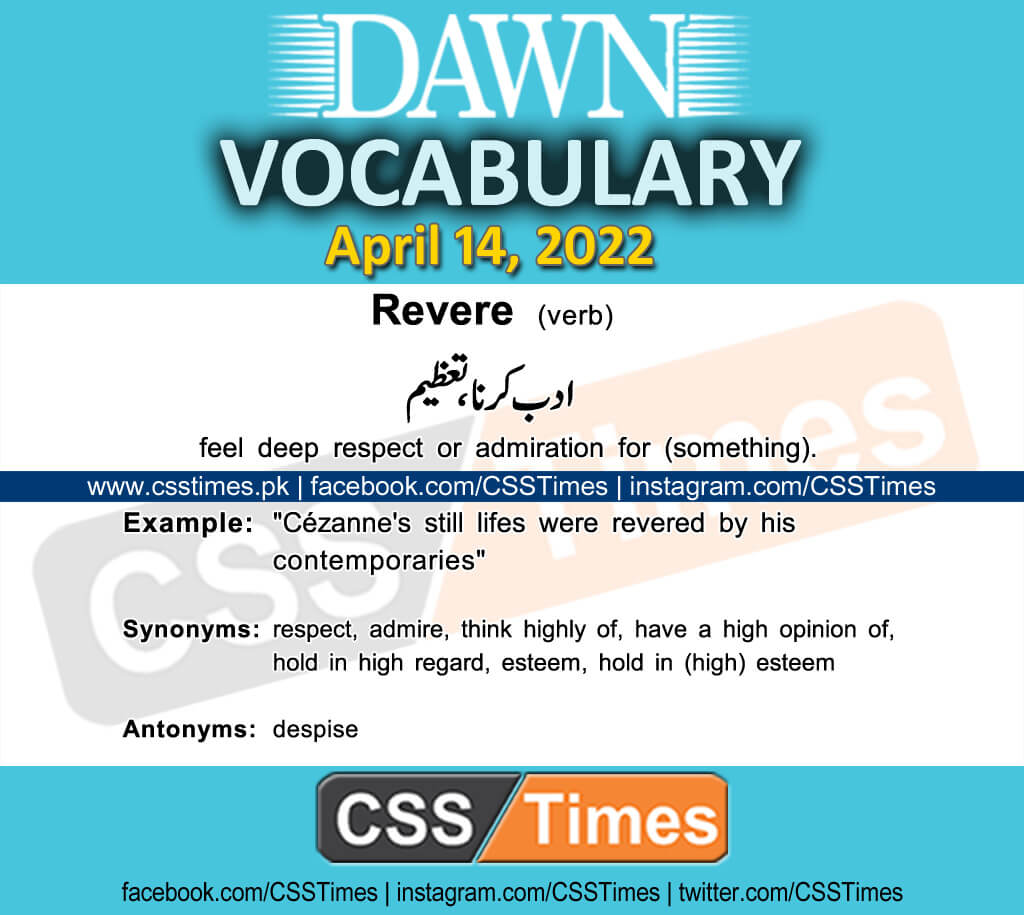 Daily DAWN News Vocabulary with Urdu Meaning (14 April 2022)