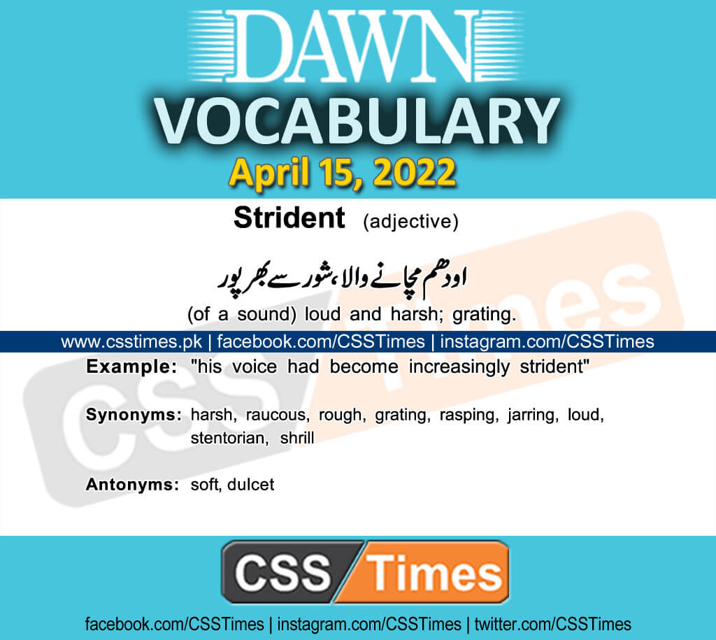 Daily DAWN News Vocabulary with Urdu Meaning (15 April 2022)