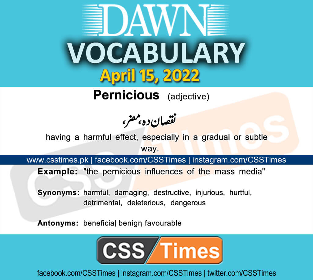 Daily DAWN News Vocabulary with Urdu Meaning (15 April 2022)