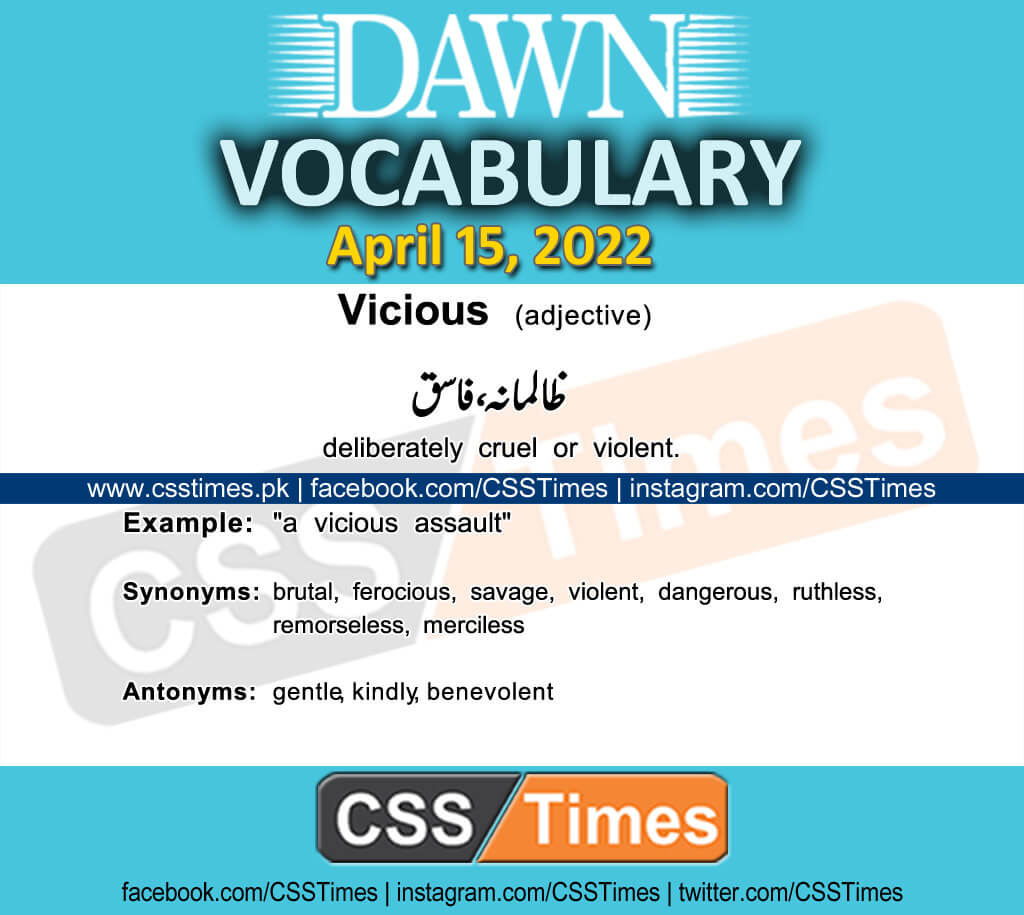 Daily DAWN News Vocabulary with Urdu Meaning (15 April 2022)