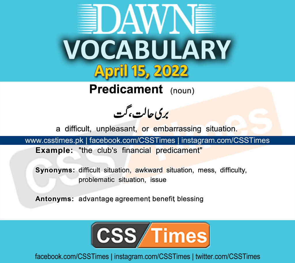 Daily DAWN News Vocabulary with Urdu Meaning (15 April 2022)