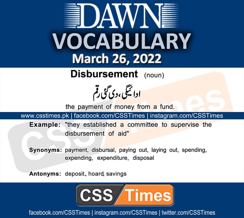 Daily DAWN News Vocabulary with Urdu Meaning (26 March 2022)