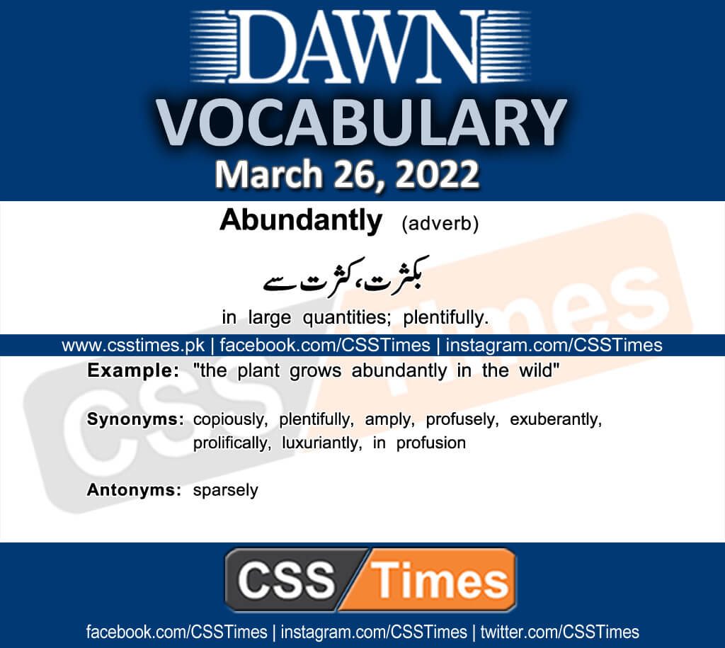 Daily DAWN News Vocabulary with Urdu Meaning (26 March 2022)