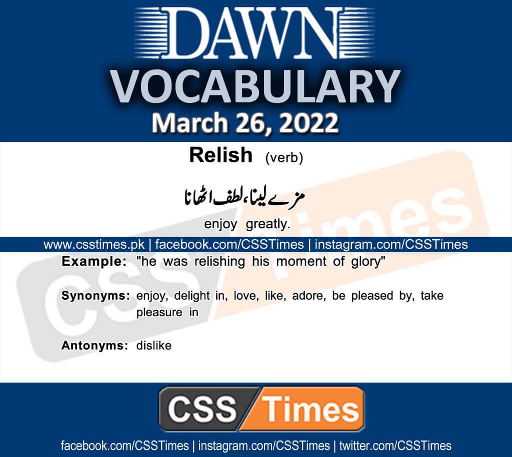 Daily DAWN News Vocabulary with Urdu Meaning (26 March 2022)