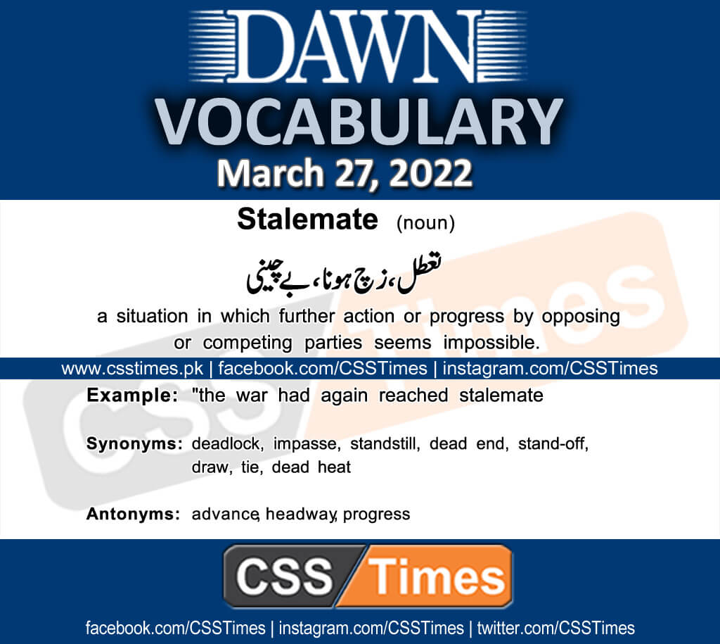 Daily DAWN News Vocabulary with Urdu Meaning (27 March 2022)