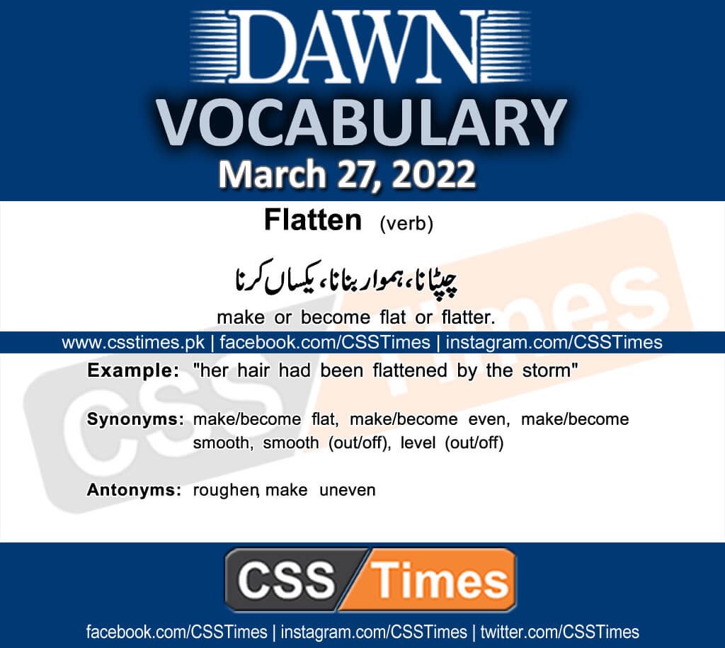 Daily DAWN News Vocabulary with Urdu Meaning (27 March 2022)