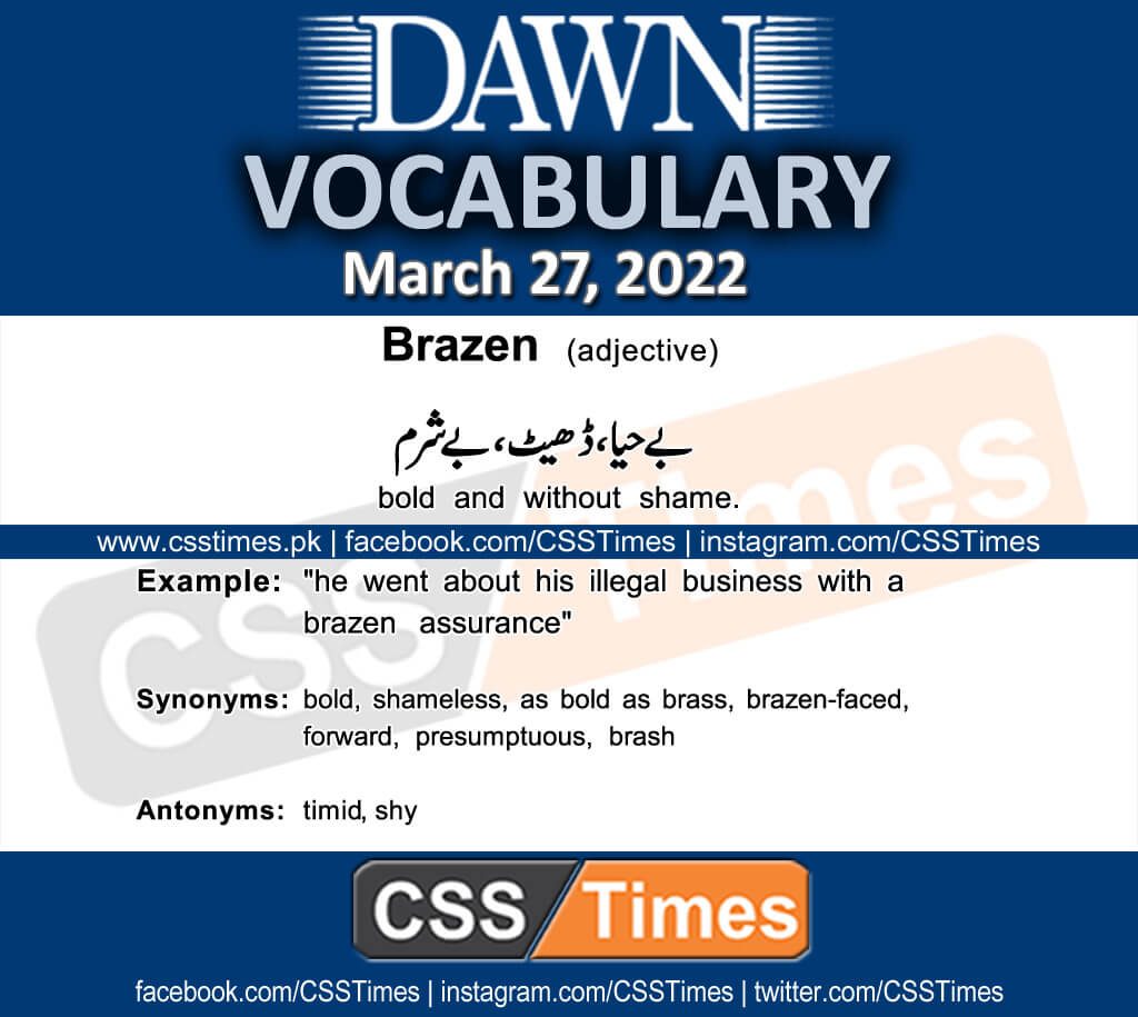 Daily DAWN News Vocabulary with Urdu Meaning (27 March 2022)