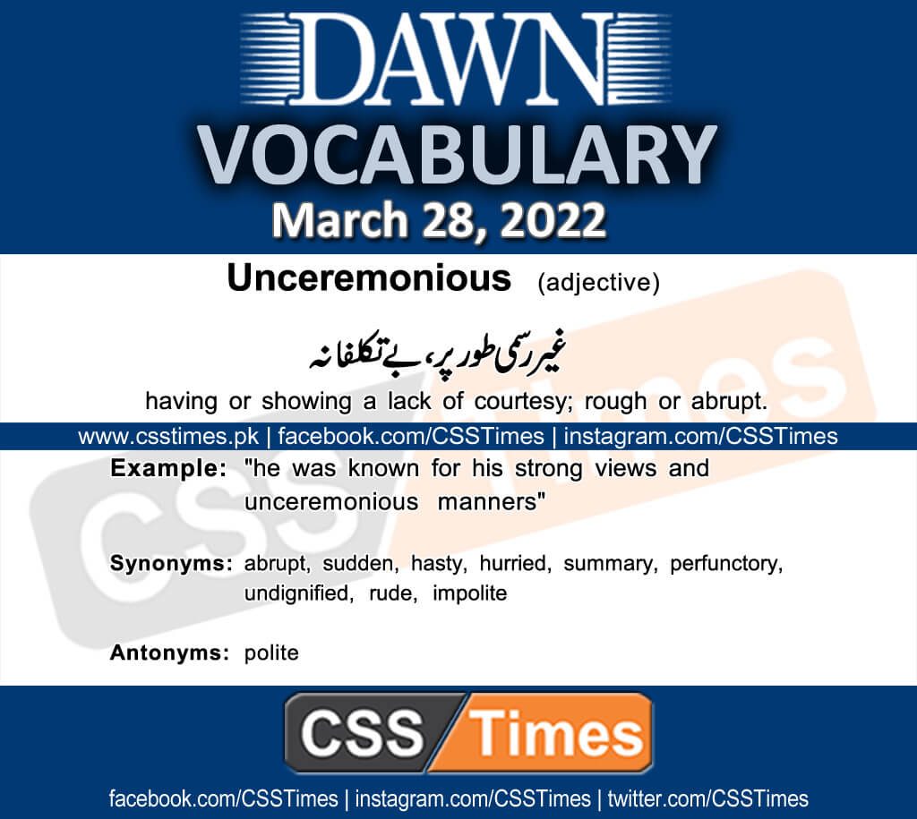 Daily DAWN News Vocabulary with Urdu Meaning (28 March 2022)