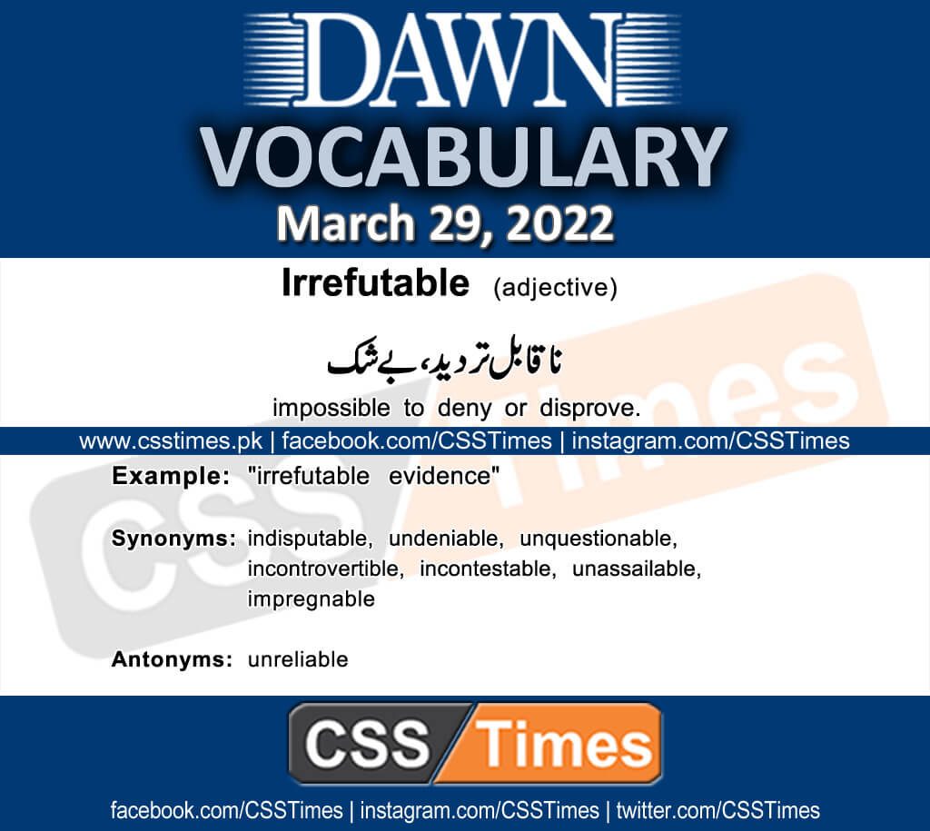 Daily DAWN News Vocabulary with Urdu Meaning (29 March 2022)