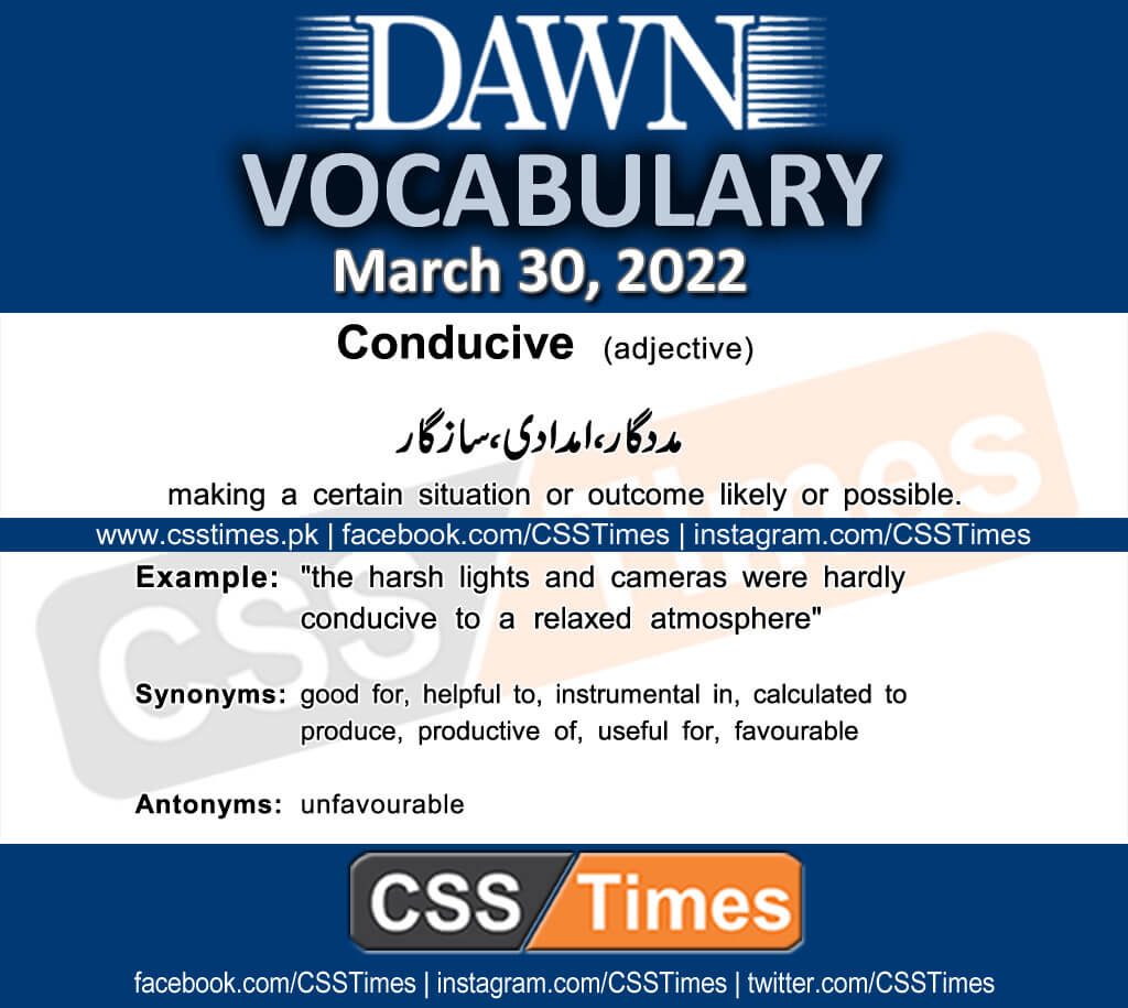 Daily DAWN News Vocabulary with Urdu Meaning (30 March 2022)
