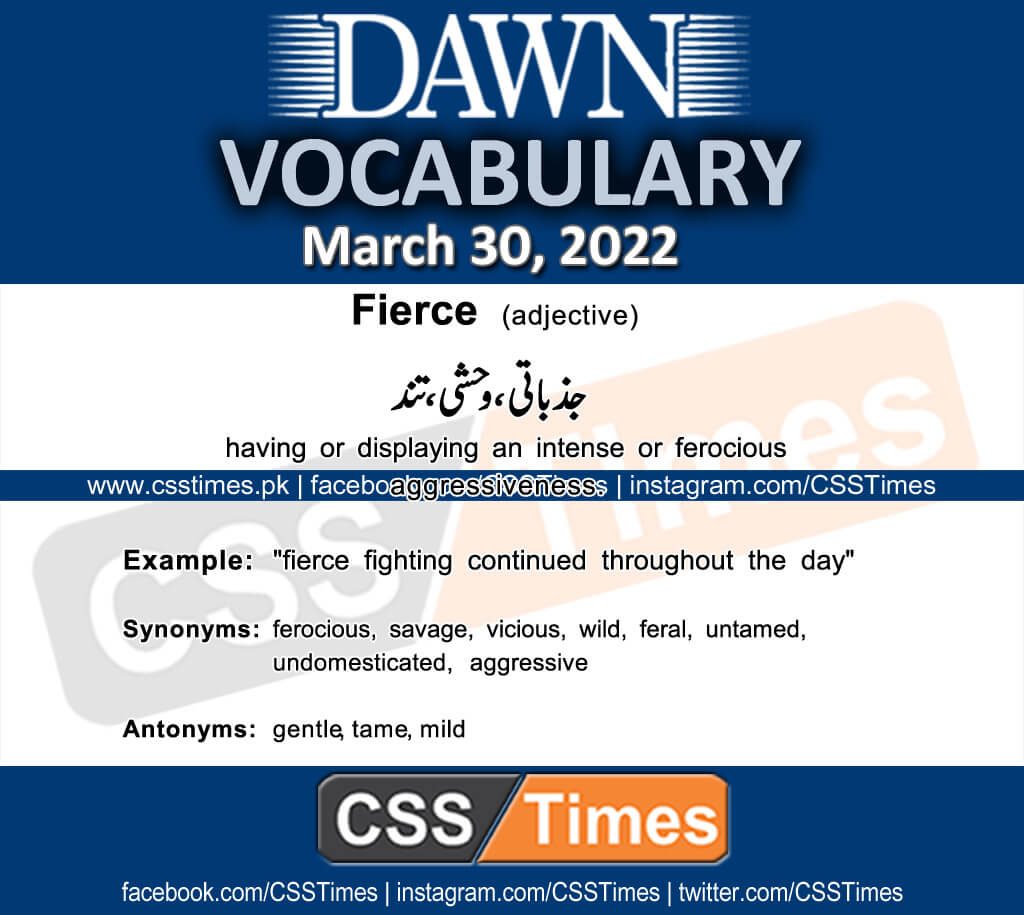 Daily DAWN News Vocabulary with Urdu Meaning (30 March 2022)