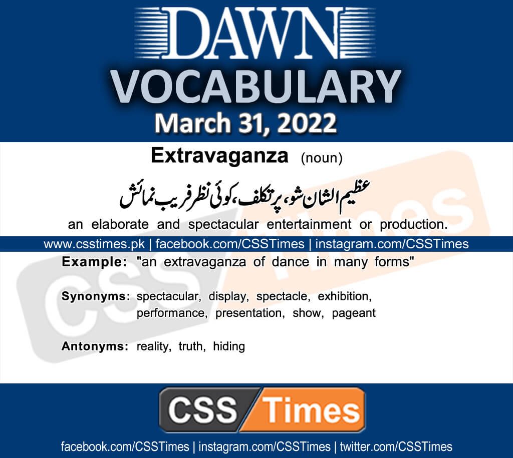 Daily DAWN News Vocabulary with Urdu Meaning (31 March 2022)