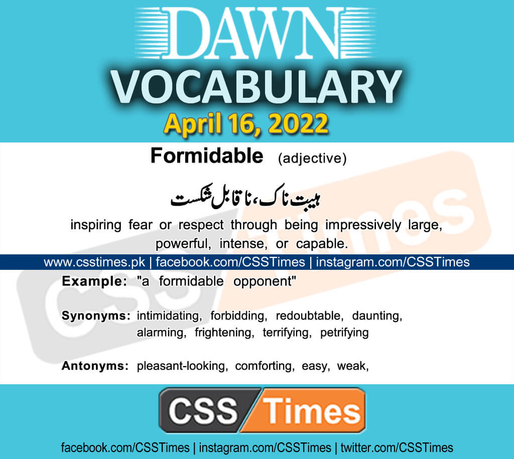 Daily DAWN News Vocabulary with Urdu Meaning (16 April 2022)