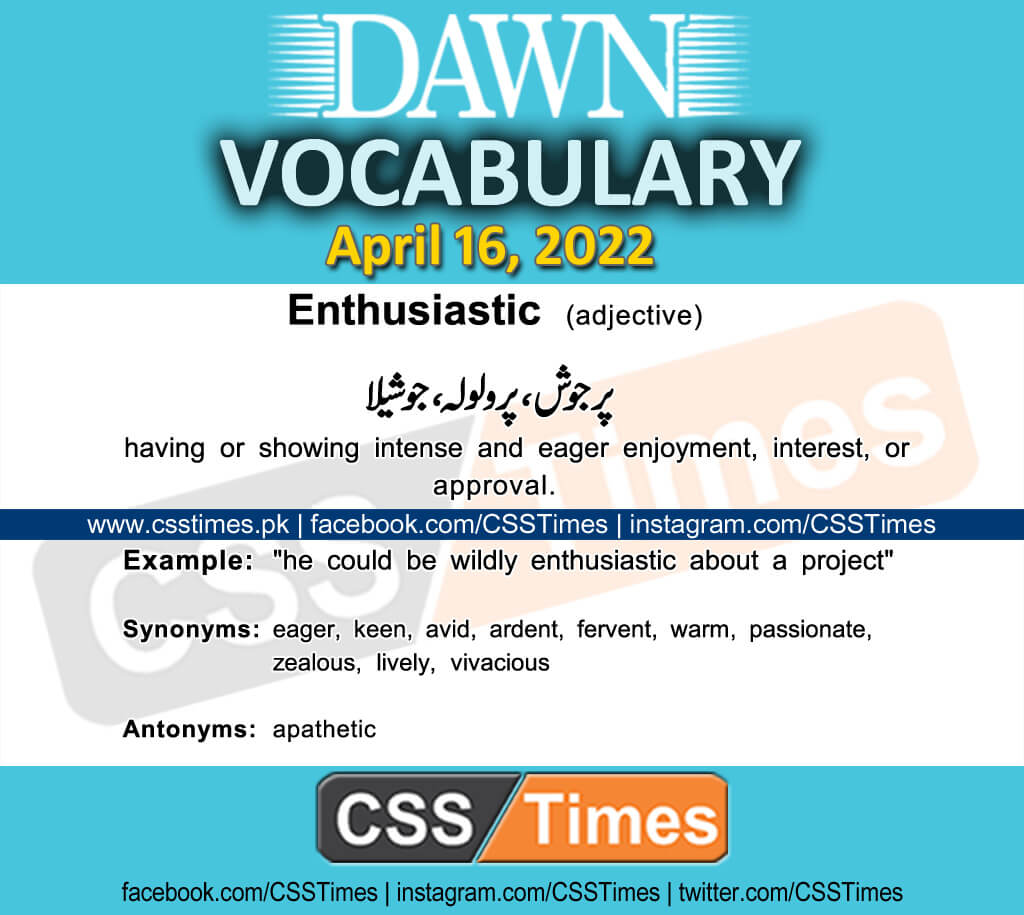 Daily DAWN News Vocabulary with Urdu Meaning (16 April 2022)