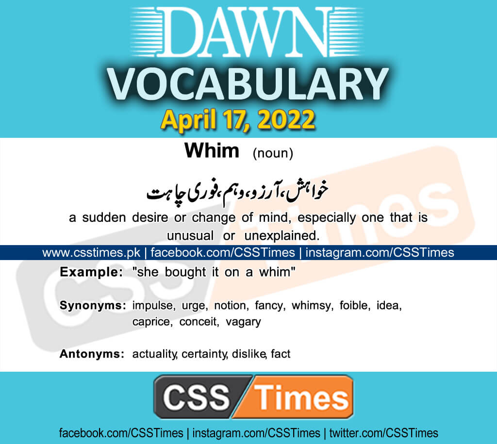 Daily DAWN News Vocabulary with Urdu Meaning (17 April 2022)