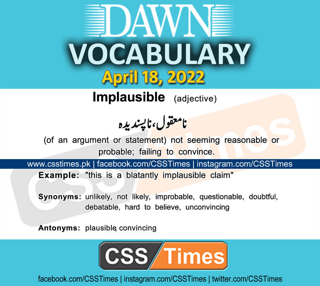 Daily DAWN News Vocabulary with Urdu Meaning (18 April 2022)