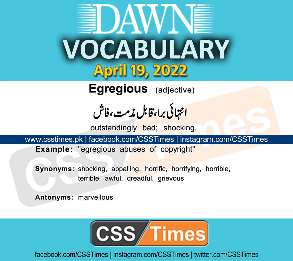 Daily DAWN News Vocabulary with Urdu Meaning (19 April 2022)