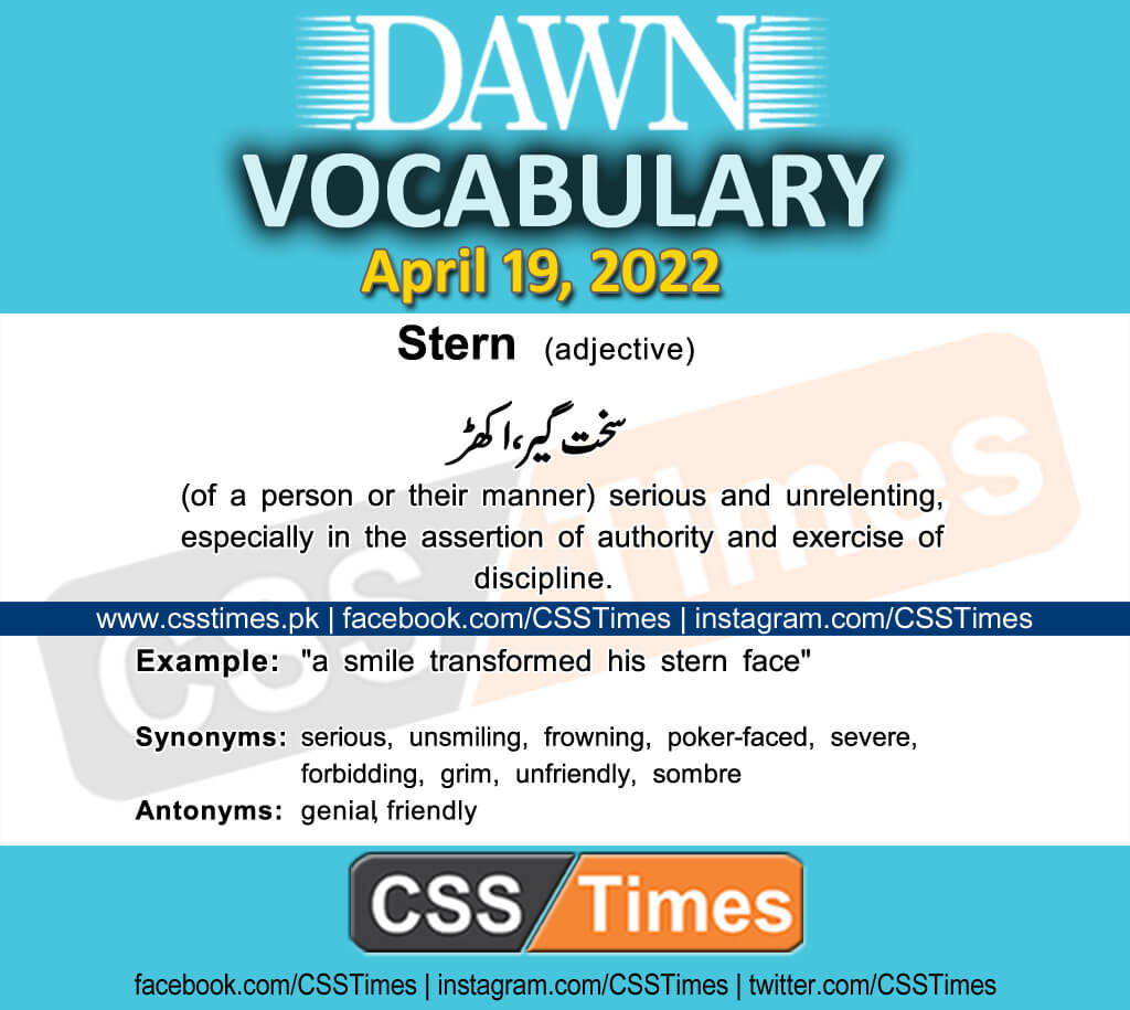 Daily DAWN News Vocabulary with Urdu Meaning (19 April 2022)