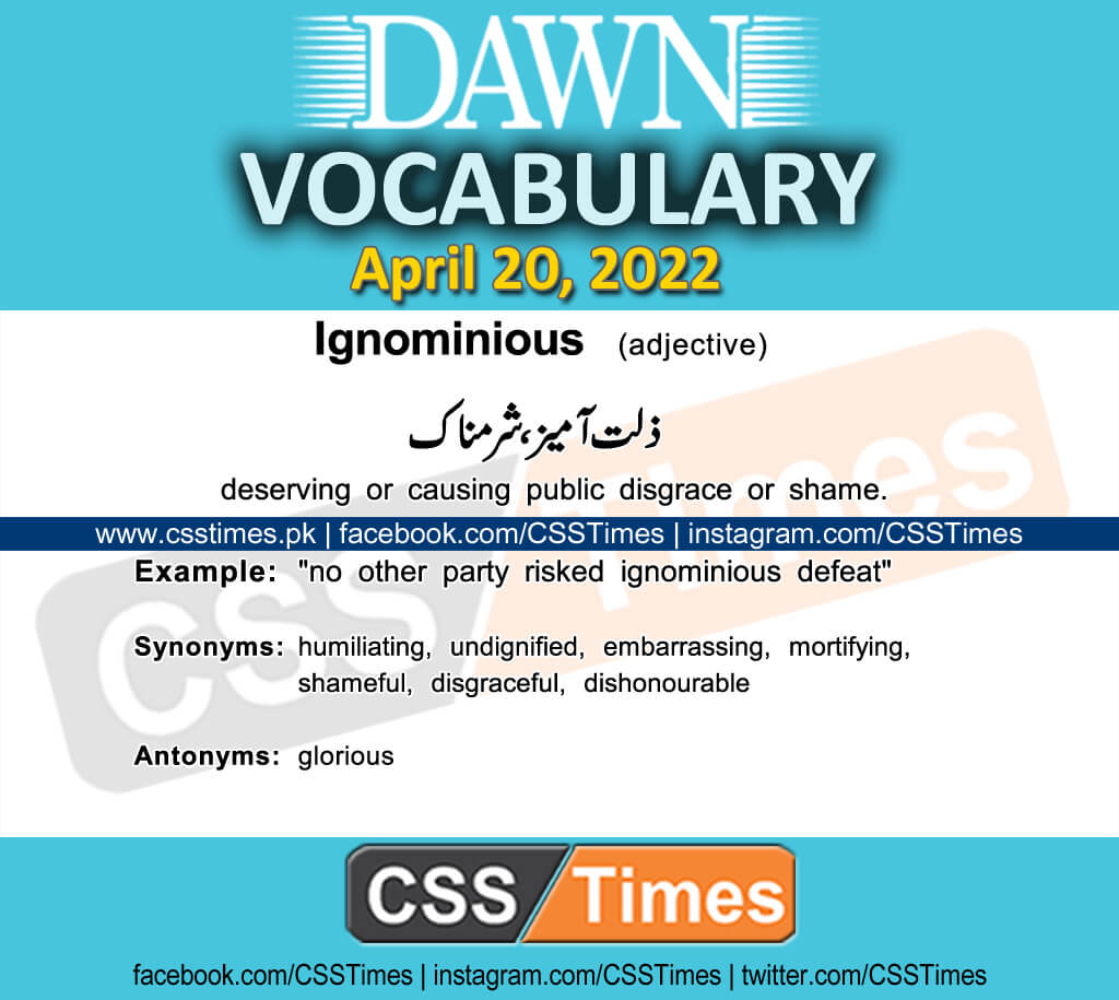 Daily DAWN News Vocabulary with Urdu Meaning (20 April 2022)