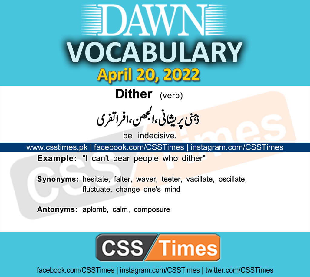 Daily DAWN News Vocabulary with Urdu Meaning (20 April 2022)