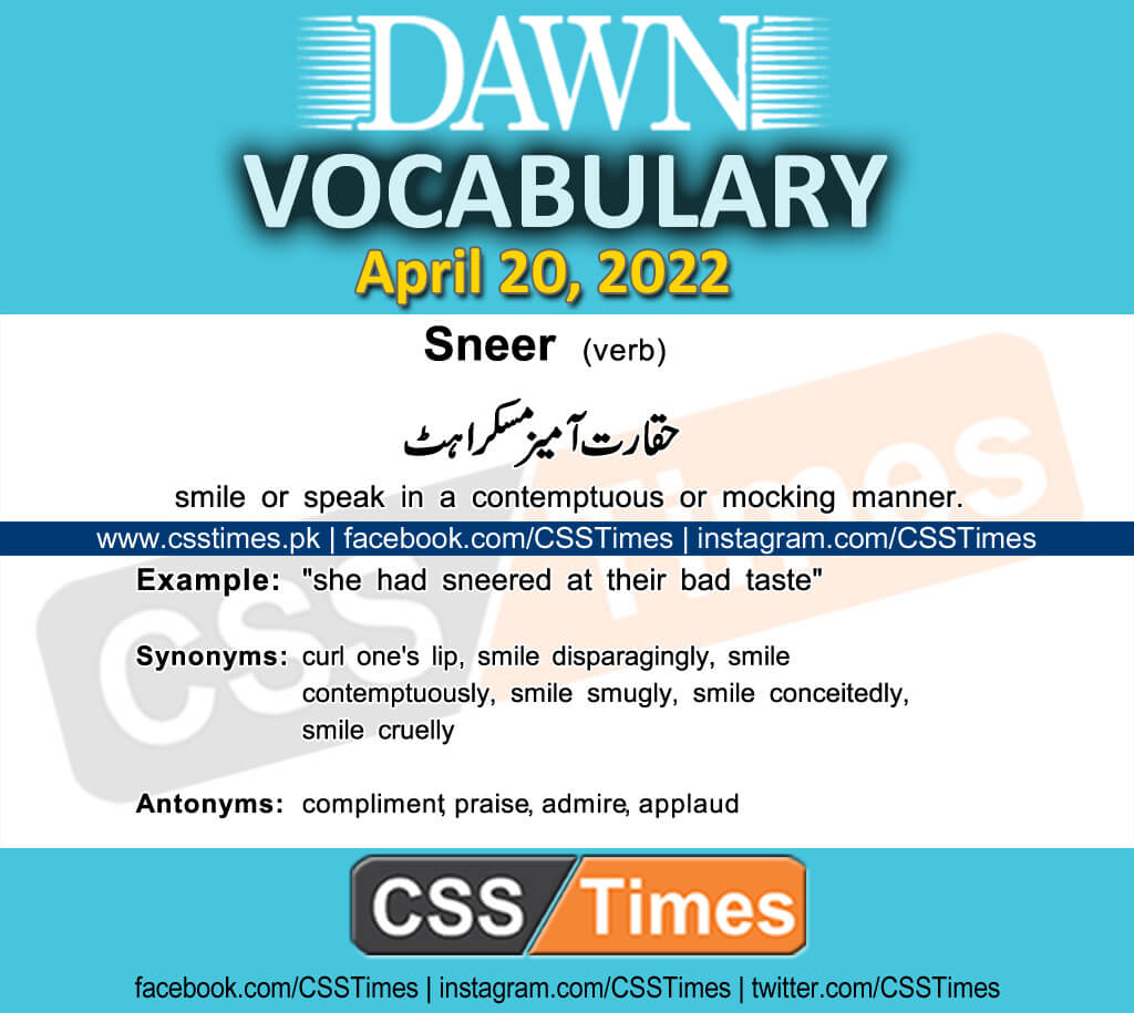 Daily DAWN News Vocabulary with Urdu Meaning (20 April 2022)