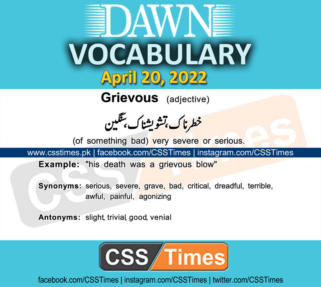 Daily DAWN News Vocabulary with Urdu Meaning (20 April 2022)