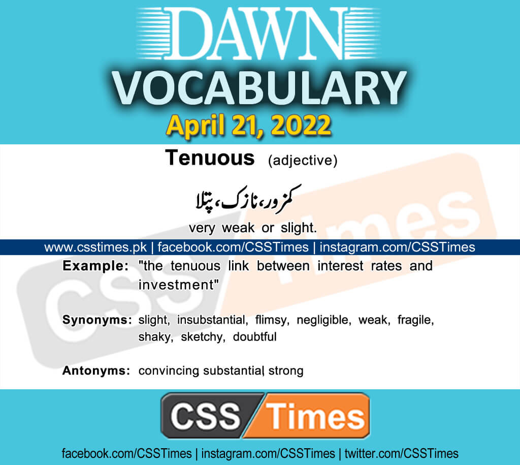 Daily DAWN News Vocabulary with Urdu Meaning (21 April 2022)